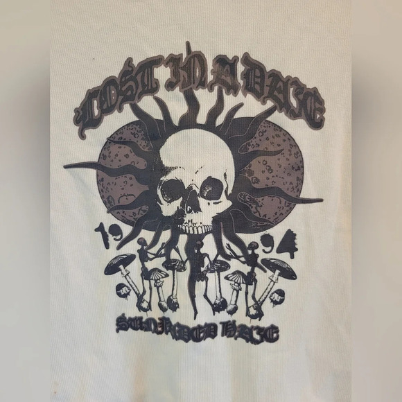 Hot Topic Social Collision Skull Mushroom Crop Top - Picture 2 of 5